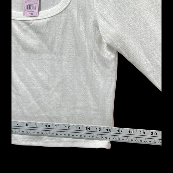 Wild Fable - Women's Long Sleeve Square Neck Pointelle T-Shirt - White - XL - Picture 6 of 14